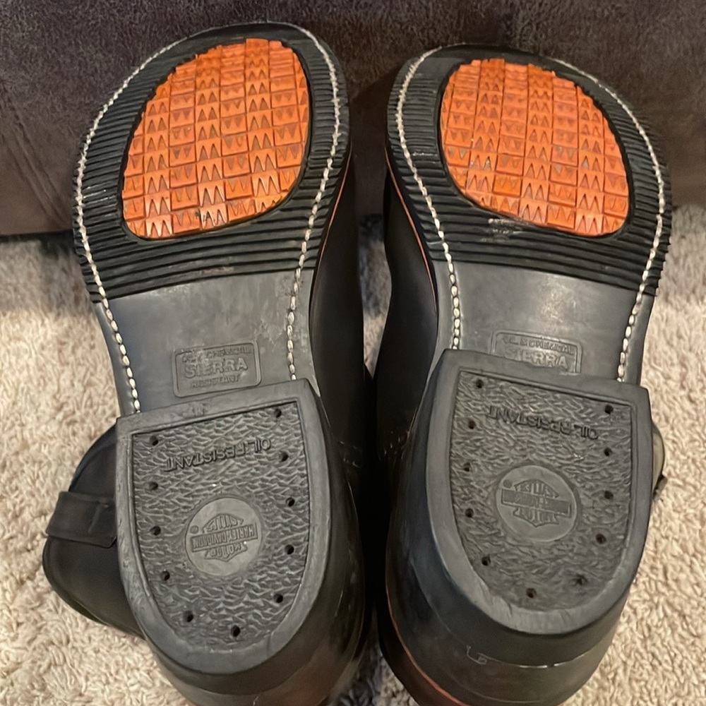Harley-Davidson Black Leather Pull-On Men's Boots with Orange Trim - Picture 16 of 16